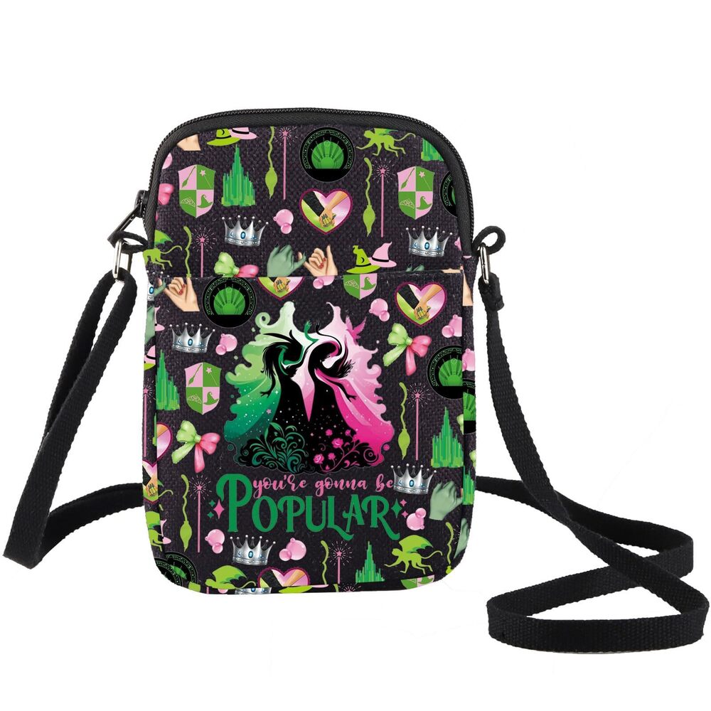 8750 ​​Green Witch Musical Crossbody Bag Witch Fans Gift Green & Pink